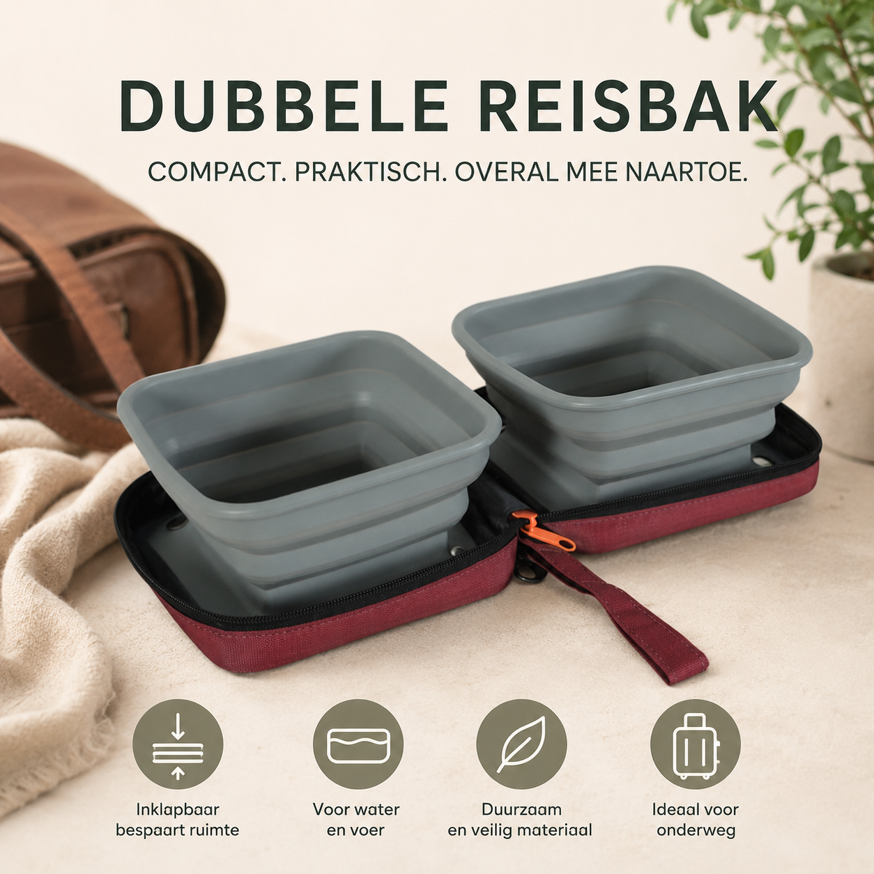 Zolux Opvouwbare Reis Duo Bowl voor Honden