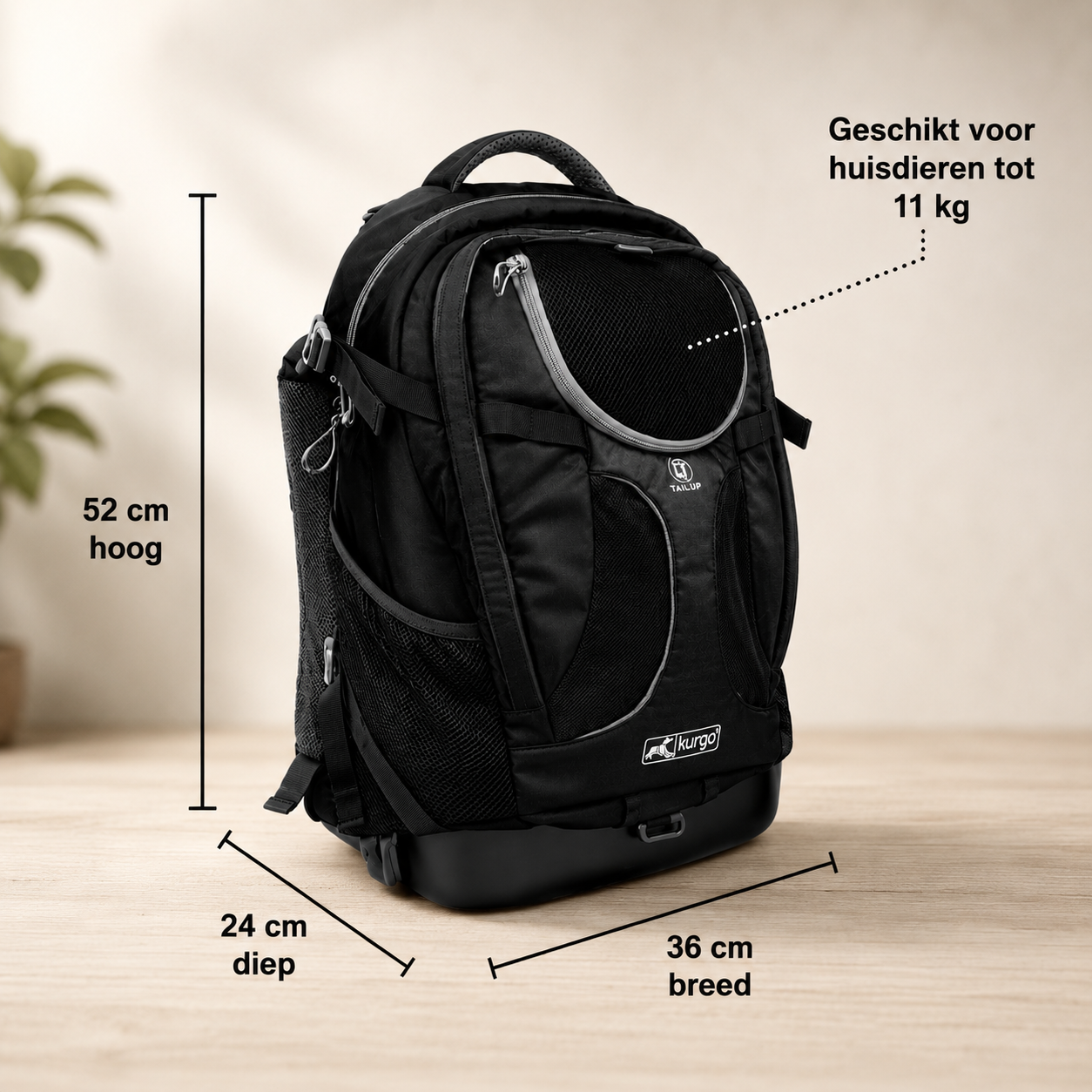 KURGO G-Train Premium Hondenrugzak Zwart