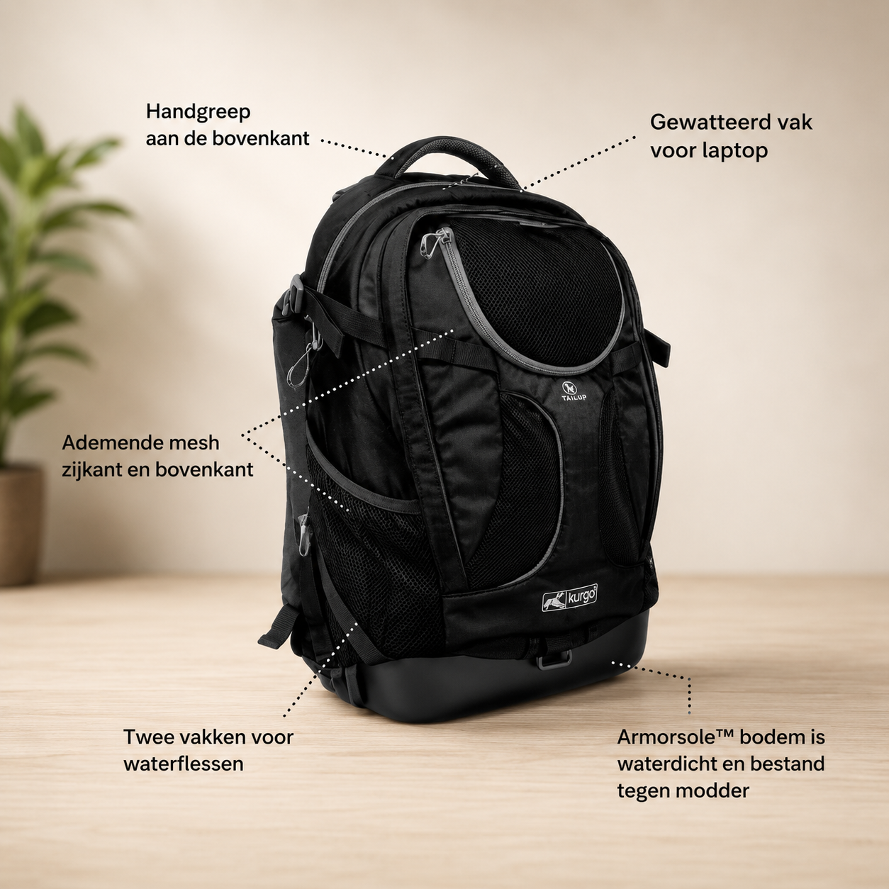 KURGO G-Train Premium Hondenrugzak Zwart